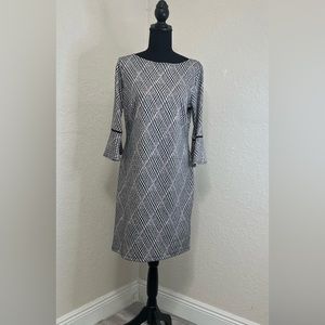 Enfocus Studio Black White plaid 3/4 Sleveles Sheath Dress size 10